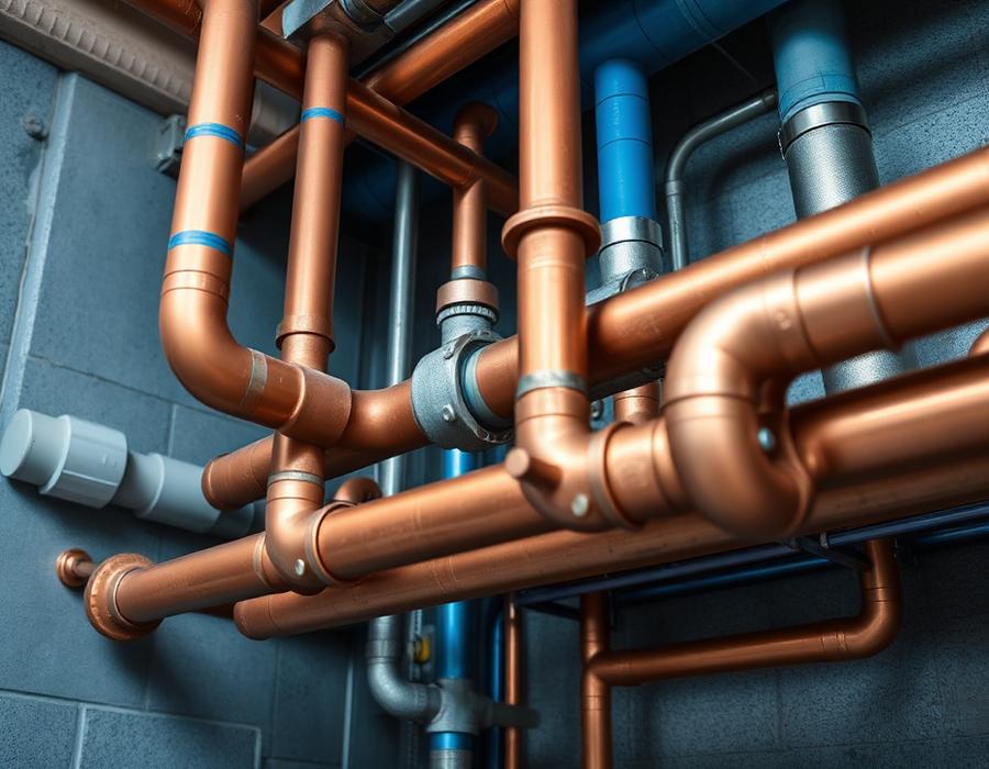 Commercial copper plumbing rough-in