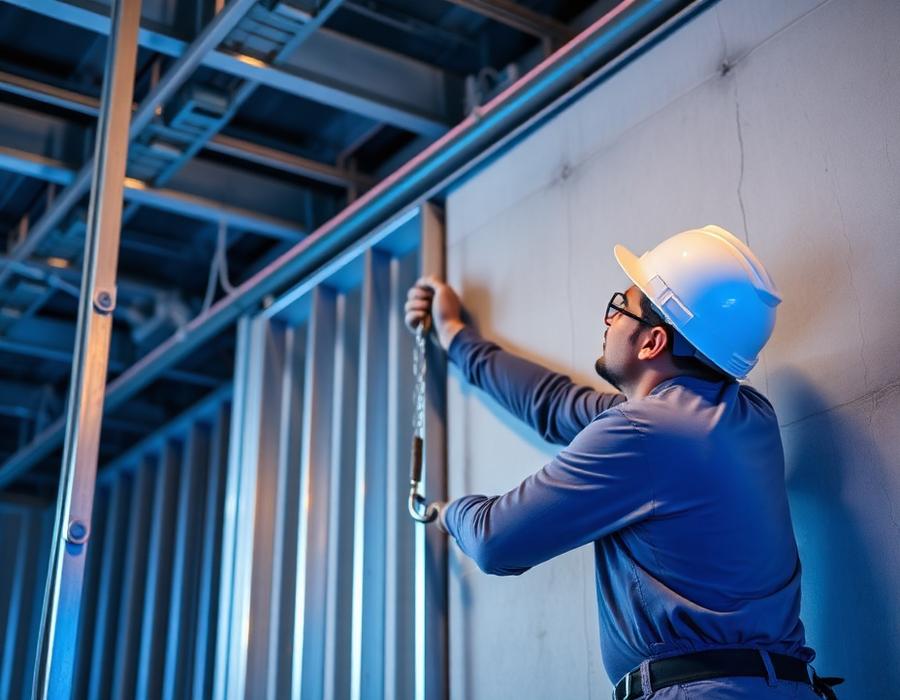 Metal stud wall framing in a commercial buildout